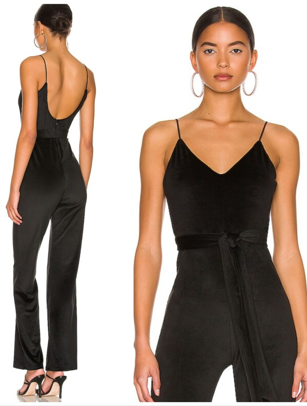 NWT $178 Lovers + Friends Oscar Jumpsuit Black Velour Women's Medium Revolve NEW